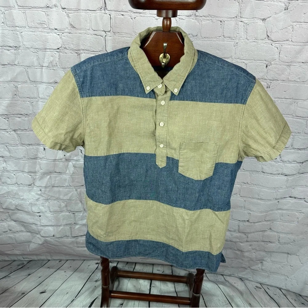 j.crew men's colorblock 1/4 button up shirt size  large